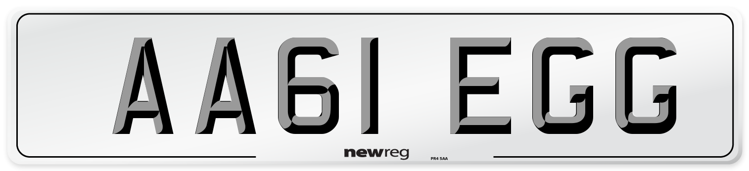 AA61 EGG Number Plate from New Reg